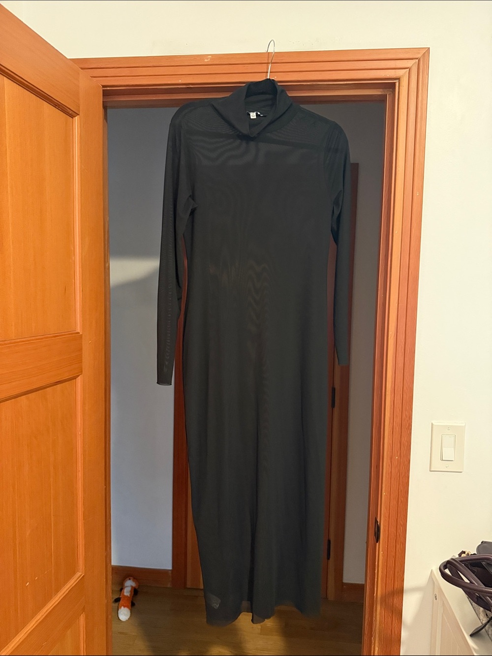 AFRM Sheer Black Long Sleeve Maxi Dress with Turtleneck